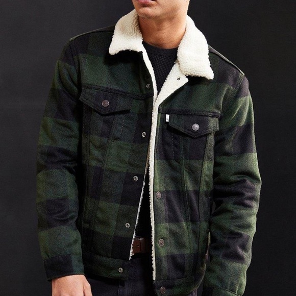 Levis men's plaid sherpa trucker jacket L (ч81)